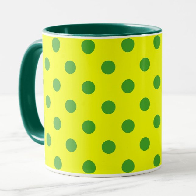 Green On Yellow Polka Dots Pattern Design  Mug (Creator Uploaded)