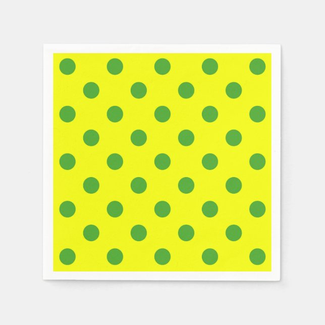 Green On Yellow Polka Dots Pattern Design  Napkin (Front)