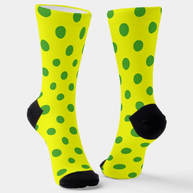 Green On Yellow Polka Dots Pattern Design  Socks (Creator Uploaded)