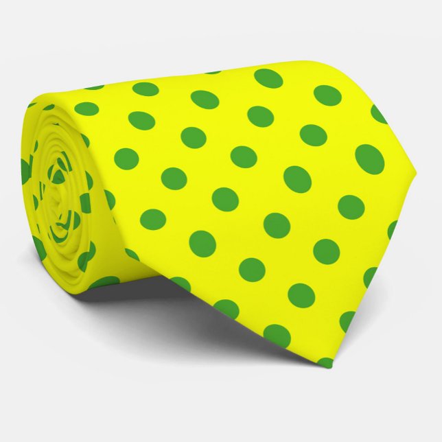 Green On Yellow Polka Dots Pattern Design  Tie (Creator Uploaded)