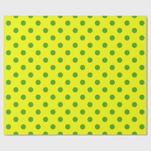 Green On Yellow Polka Dots Pattern Design Wrapping Paper