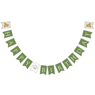 Green One Golden Year Goldendoodle Birthday Bunting
