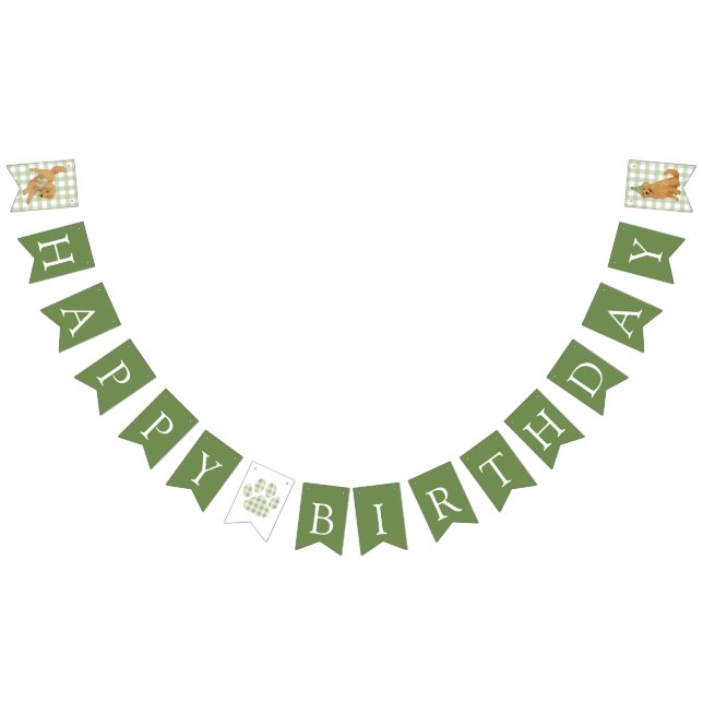 Green One Golden Year Retriever Birthday Bunting (All)