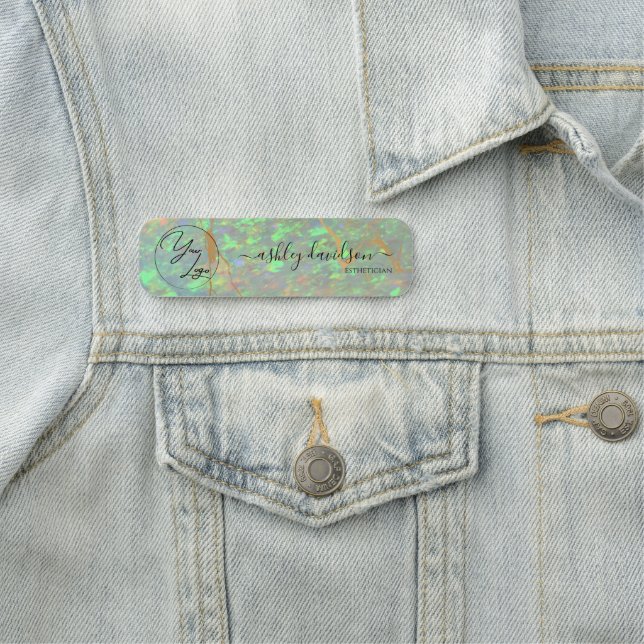Green Opal Business Logo Name Tag (In Situ)