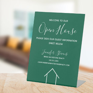 Green Open House Custom Real Estate Company Pedestal Sign