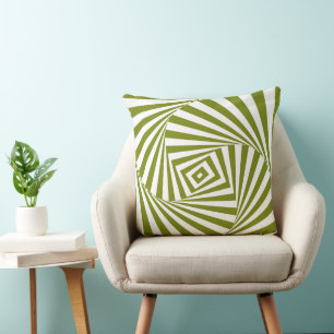 Green Optical Illusion Throw Pillow – Modern 3D 