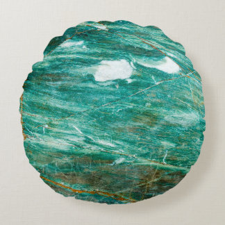 Green or Emerald Marble texture background Round Cushion