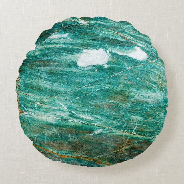 Green or Emerald Marble texture background Round Cushion (Front)