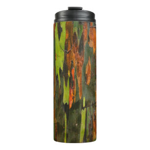 Green, orange, and black abstract painting thermal tumbler