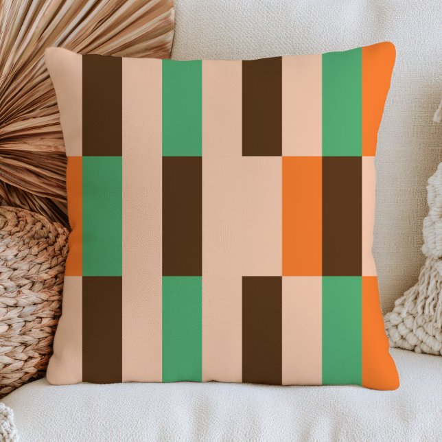 Green, Orange& Beige Geometric Pattern RETRO  Cushion (Creator Uploaded)