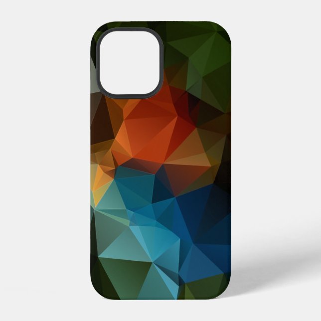 Green Orange Blue Abstract Pyramid Pattern iPhone Case (Back)