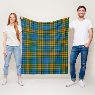 Green Orange Blue Plaid Tartan Design Fleece Blanket