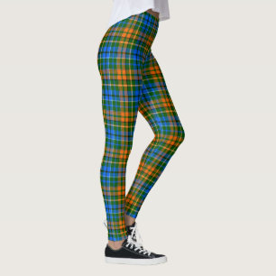 Green Orange Blue Plaid Tartan Design Leggings