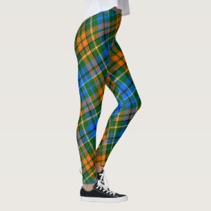 Green Orange Blue Plaid Tartan Design Leggings