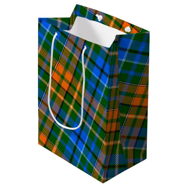 Green Orange Blue Plaid Tartan Design  Medium Gift Bag (Front Angled)
