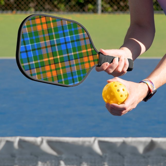 Green Orange Blue Plaid Tartan Design  Pickleball Paddle (Insitu)