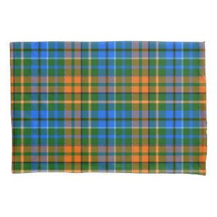 Green Orange Blue Plaid Tartan Design Pillowcase