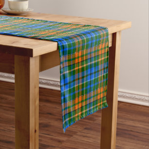 Green Orange Blue Plaid Tartan Design  Short Table Runner