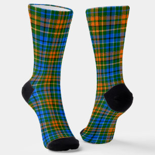 Green Orange Blue Plaid Tartan Design Socks