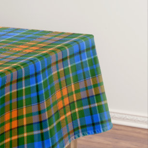 Green Orange Blue Plaid Tartan Design Tablecloth