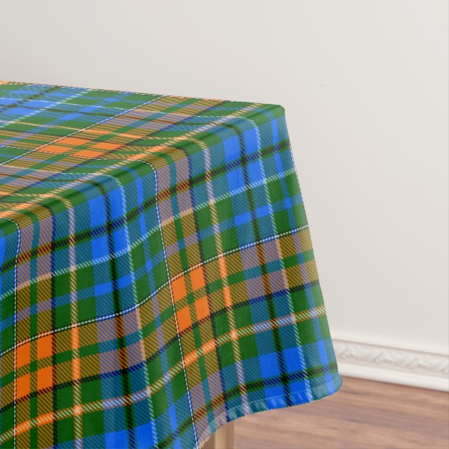 Green Orange Blue Plaid Tartan Design  Tablecloth (In Situ)