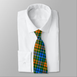 Green Orange Blue Plaid Tartan Design Tie