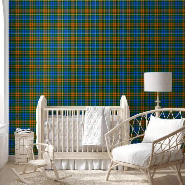 Green Orange Blue Plaid Tartan Design  Wallpaper (Kids)