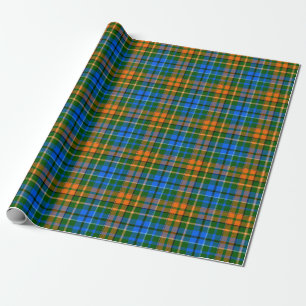Green Orange Blue Plaid Tartan Design Wrapping Paper