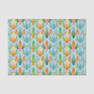 Green Orange & Blue Summer Surfing Surfboards Tissue Paper