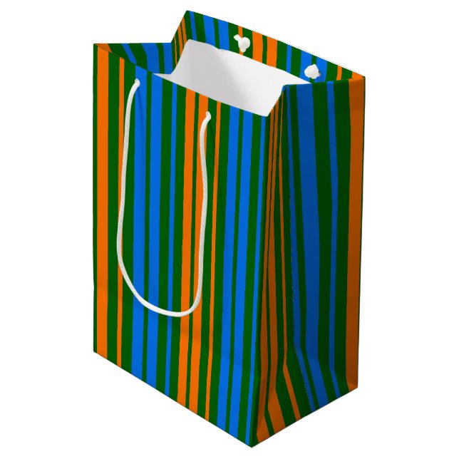 Green Orange Blue Vertical Stripes Design   Medium Gift Bag (Front Angled)