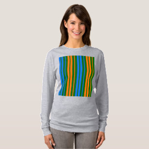 Green Orange Blue Vertical Stripes Design T-Shirt