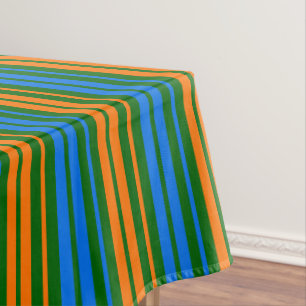 Green Orange Blue Vertical Stripes Design   Tablecloth