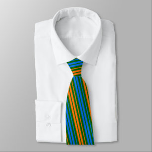 Green Orange Blue Vertical Stripes Design   Tie