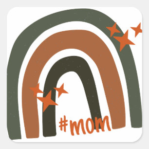 Green Orange Bohemian Rainbow Personalised #mum Square Sticker