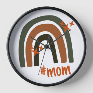 Green Orange Bohemian Rainbow Personalized #mom Clock