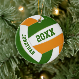 green orange boys girls volleyball team colors ceramic tree decoration