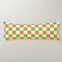 Green Orange Brown Chequered Gingham Pattern
