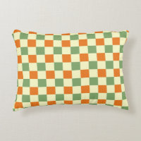Green Orange Brown Chequered Gingham Pattern