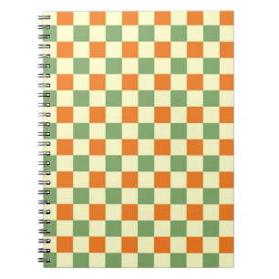 Green Orange Brown Chequered Gingham Pattern Notebook