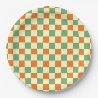 Green Orange Brown Chequered Gingham Pattern