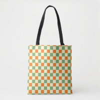 Green Orange Brown Chequered Gingham Pattern