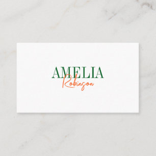Green Orange Chic Contrast Stylish Business Card