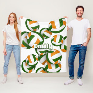 green orange club colors volleyball room decor fleece blanket