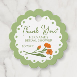 Green Orange Floral Garden Whimsical Hand Painted Favour Tags