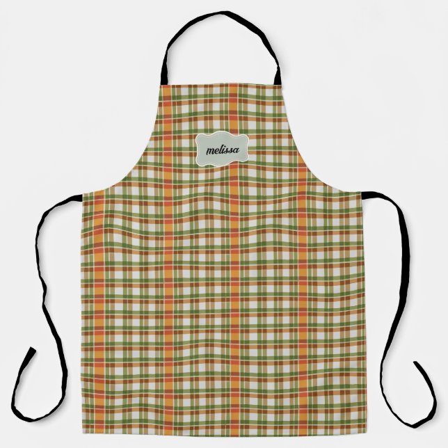 Green Orange Gingham Apron (Front)