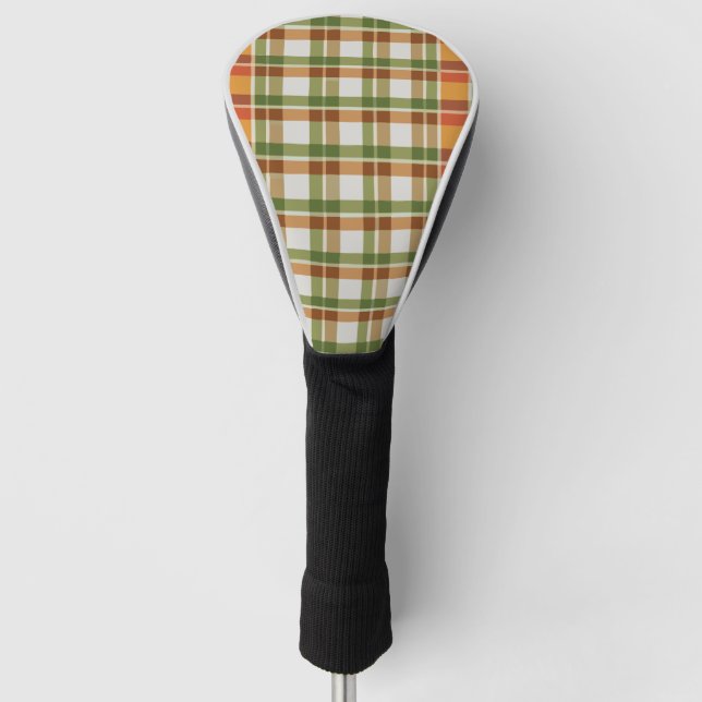 Green Orange Gingham Golf Head Cover (Front)