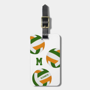 green orange girls boys volleyball team gifts luggage tag