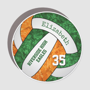 green orange girly volleyball team colours car magnet
