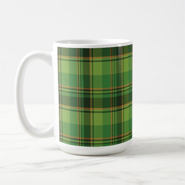 GREEN & ORANGE IRISH PLAID PATTERN COFFEE MUG (Left)