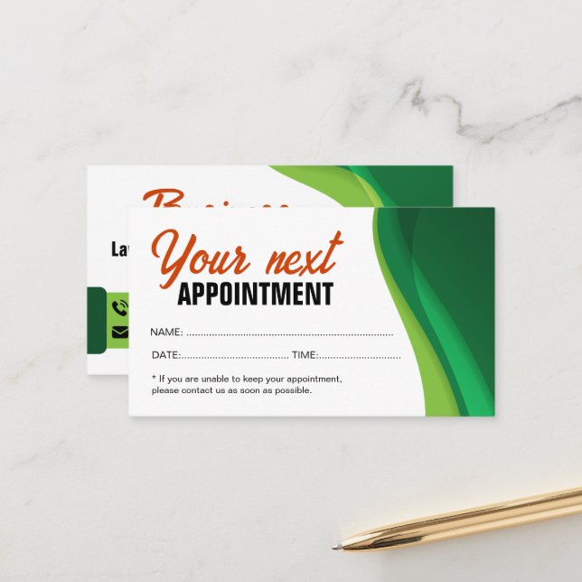 Green & Orange Lawncare Landscaping & Lawn Service Appointment Card (Front/Back In Situ)